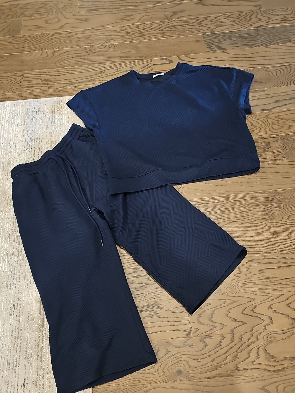 Women's Navy Ribbed Lounge Pantsuit Set